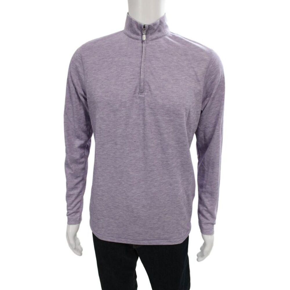 Johnnie-o Mens Long Sleeves 1/2 Zipper Mock Neck Shirt Purple Size Small